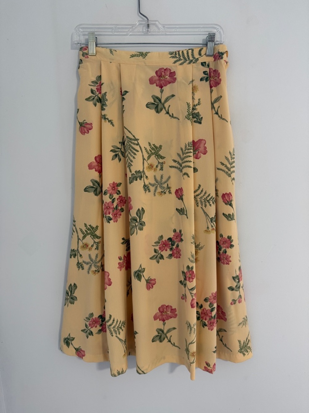 Alfred Dunner Yellow Floral Midi Skirt with Pink & Green Print SZ10